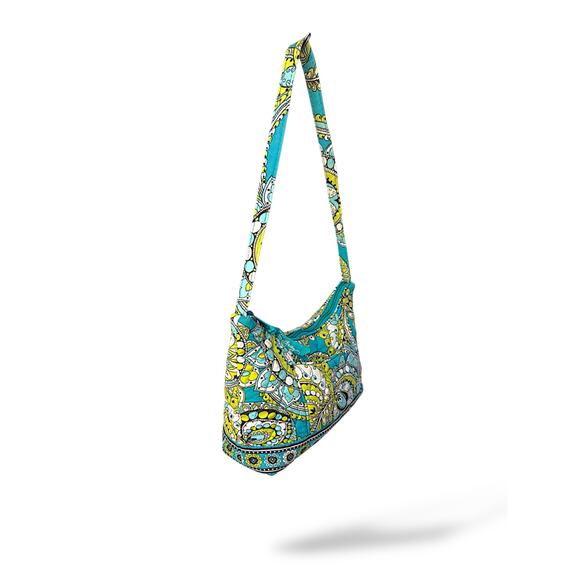 Vera Bradley Molly Hobo Bag Retired Peacock Blue Green Quilted Cotton - Picture 5 of 10